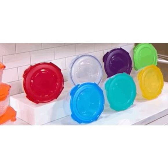 Lock N Lock 8 Piece Bowl Set Sea Blue Nestable Round Containers With Lids New - Picture 3 of 3
